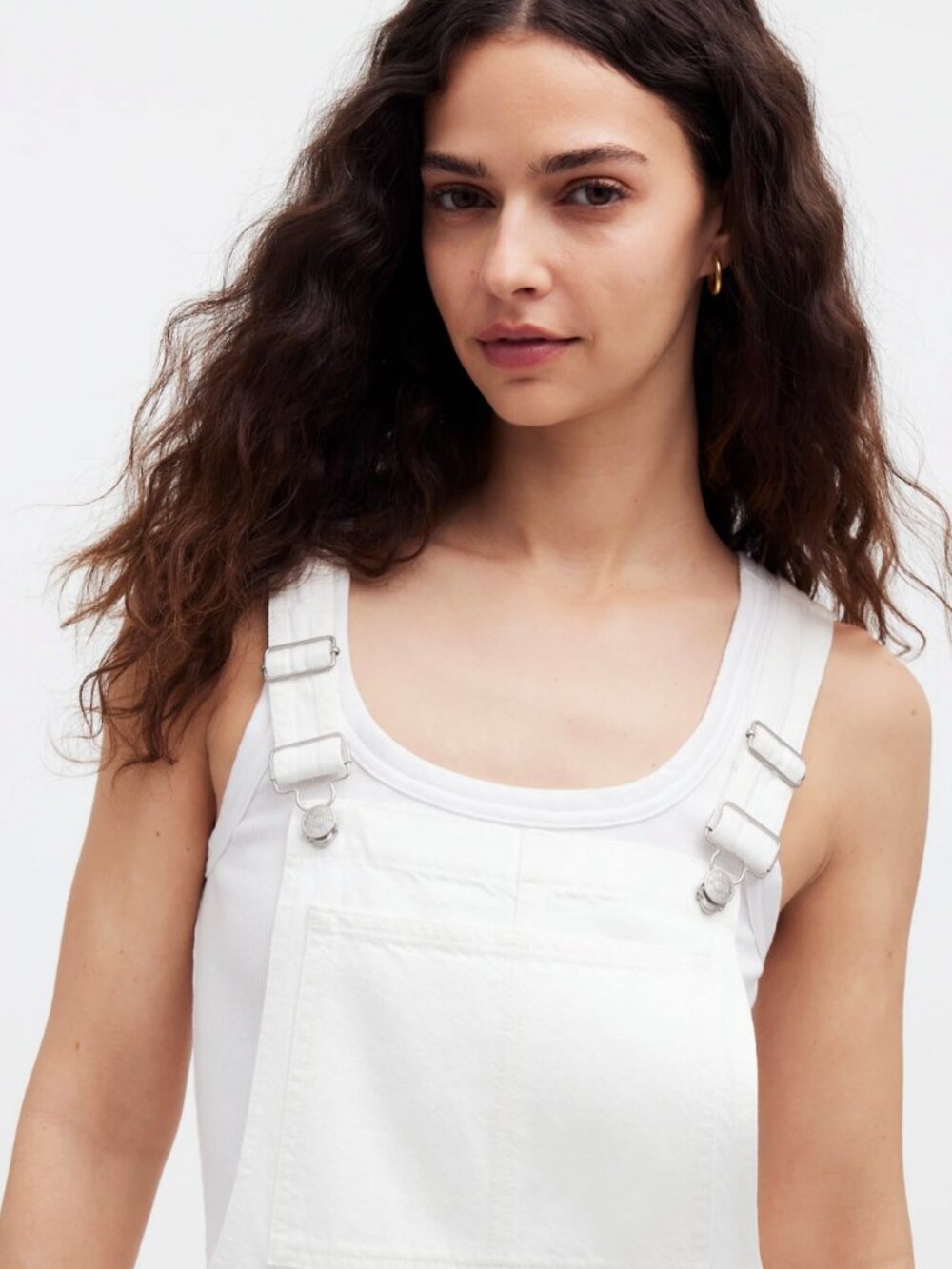 Madewell Denim Oversized Carpenter Shortalls in Tile White - Picture 5 of 6